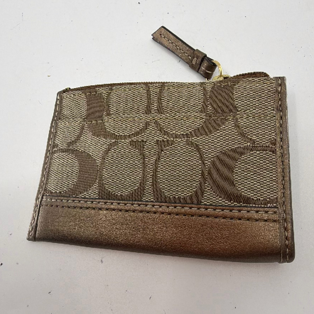 Coach Mini Skinny Brown Signature C Canvas Coin Case - Picture 4 of 8